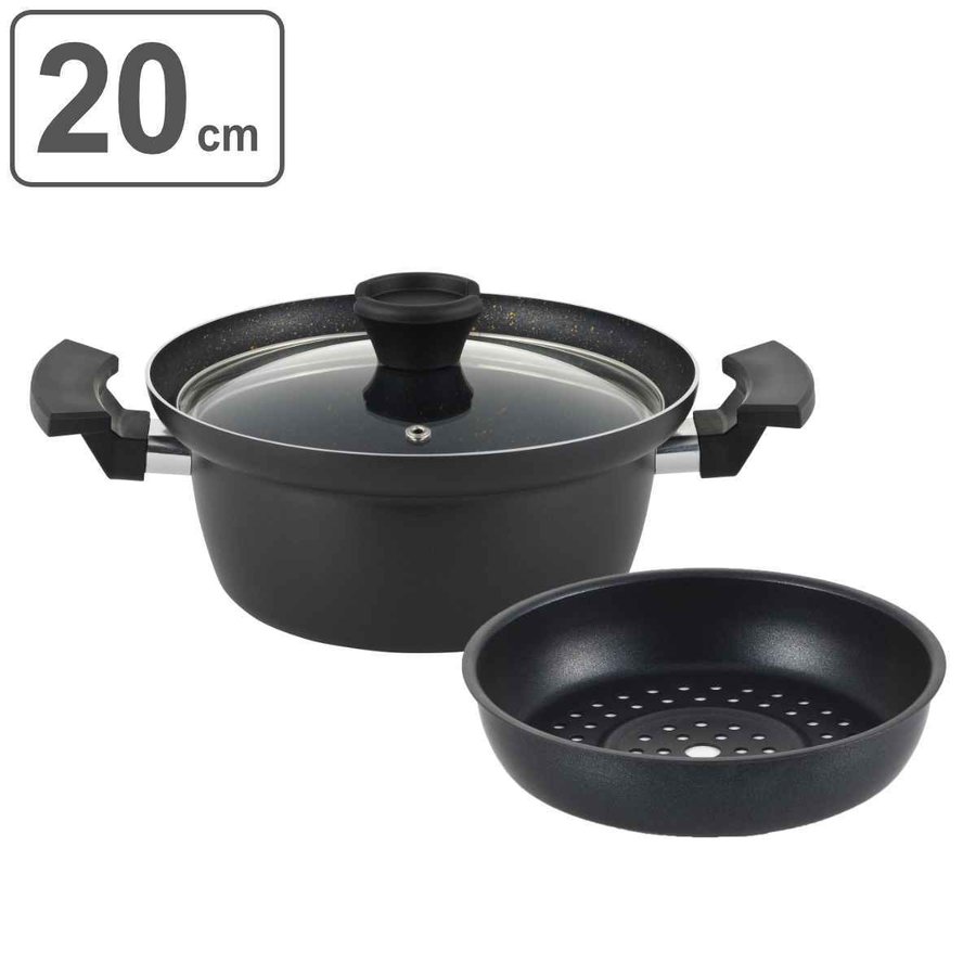 タマハシ 両手鍋 24cm IH対応 囲 深型マルチポット 目皿付き （ ガス火