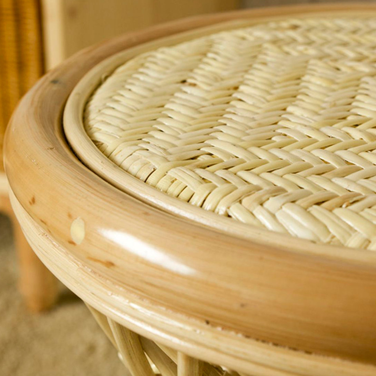 ラタンスツール 丸型 籐製 螺旋組み 座面高44cm （ 籐家具 ラタン製