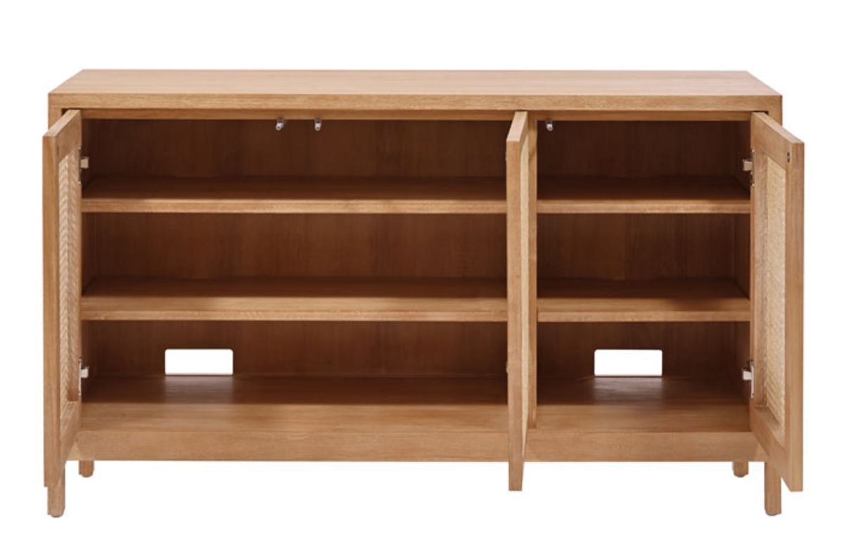 キャビネット ラタン チーク無垢材 KAGOME 120cm幅 開梱設置 （ 収納