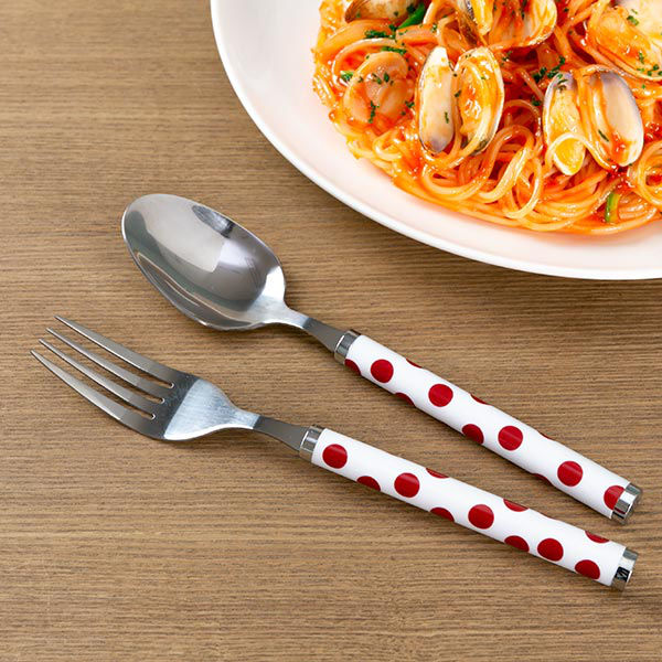 パール金属 スプーン フォーク 大 セット 2本入り ステンレス ドット