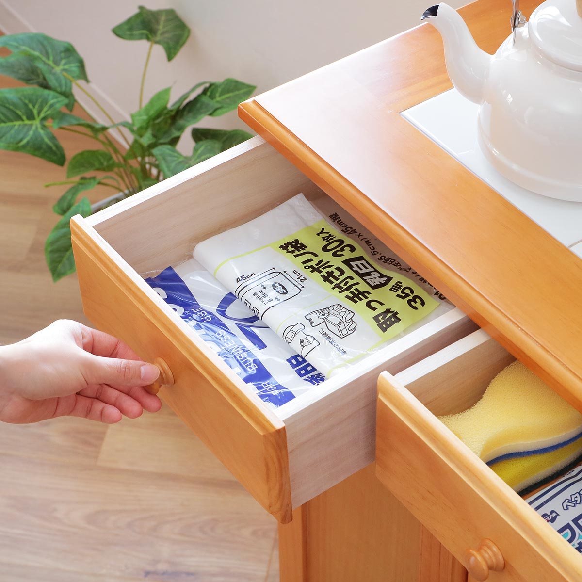 HAGiHARA（萩原） ゴミ箱 木製 75L 25L×3 家具調 （ ごみ箱 25リットル