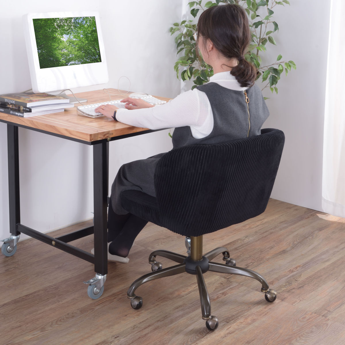 東谷 オフィスチェア ローバック デスクチェアー 座面高43〜52cm