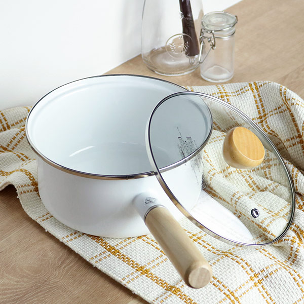 パール金属 片手鍋 18cm IH対応 ホーロー 蓋付き アミュレット （ ガス