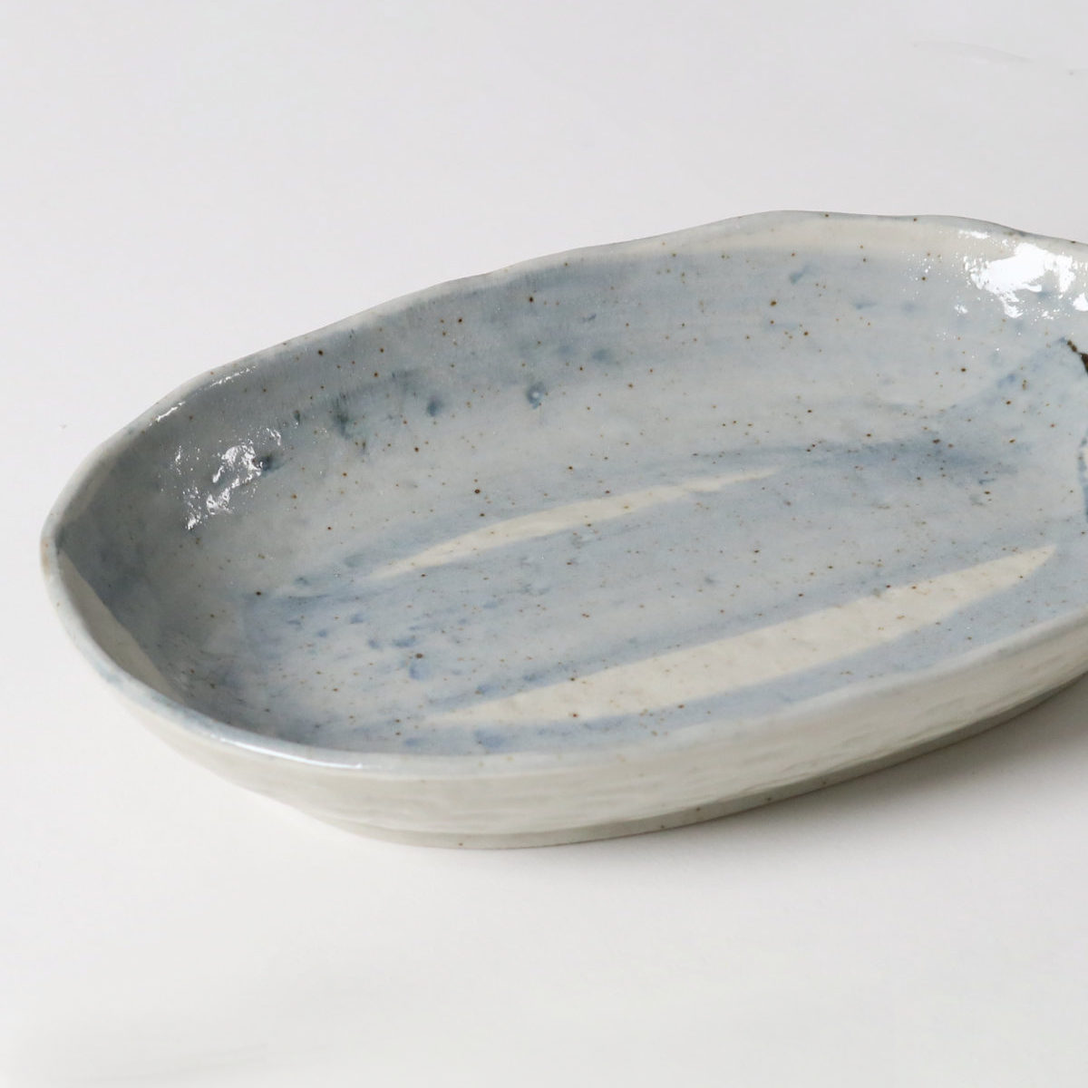 カレー皿 23cm 楕円 刷毛目 皿 食器 陶器 美濃焼 日本製 （ 食洗機対応