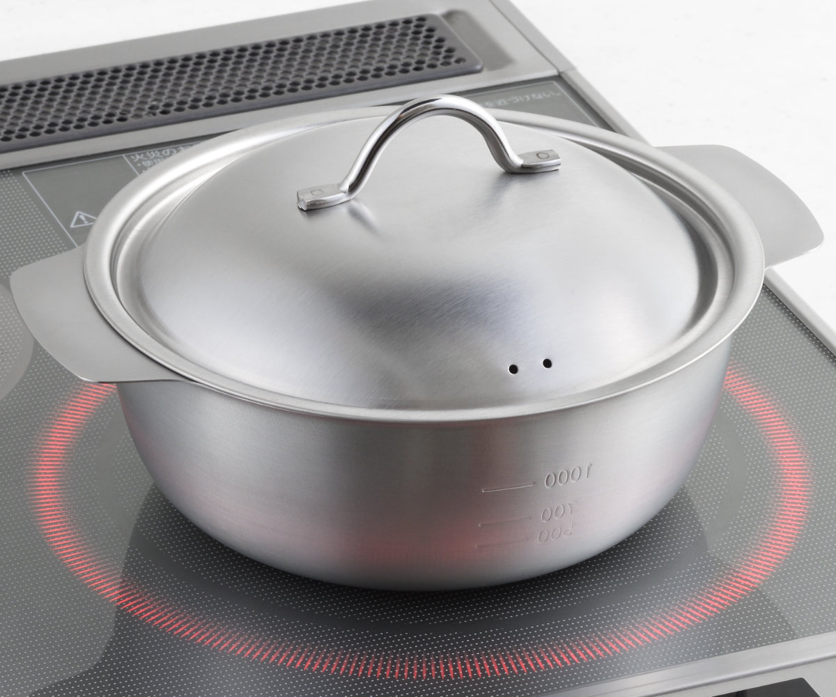 ヨシカワ 卓上鍋 18cm IH対応 メモリ付き 美味彩菜 日本製 （ ガス火