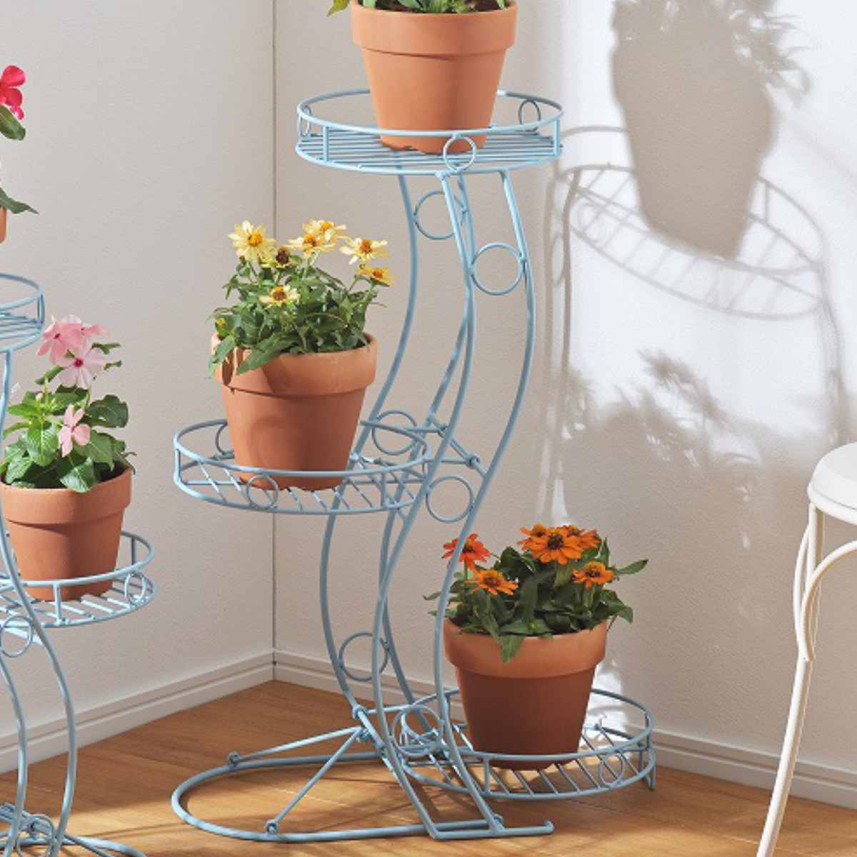 フラワースタンド 心春 S型 折りたたみ フラワーラック L ブルー