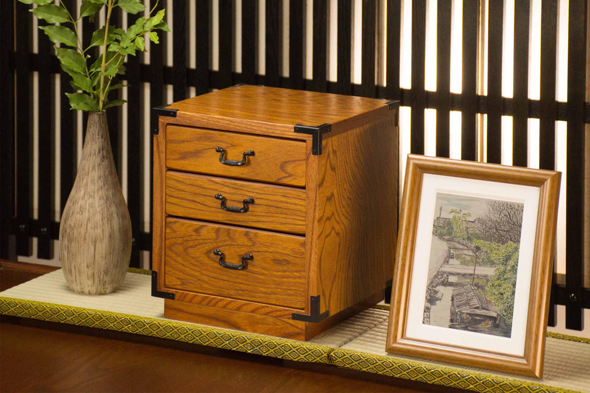 ケンホープ ミニチェスト 3段 民芸調 小物収納 待月 幅22cm （ ミニ
