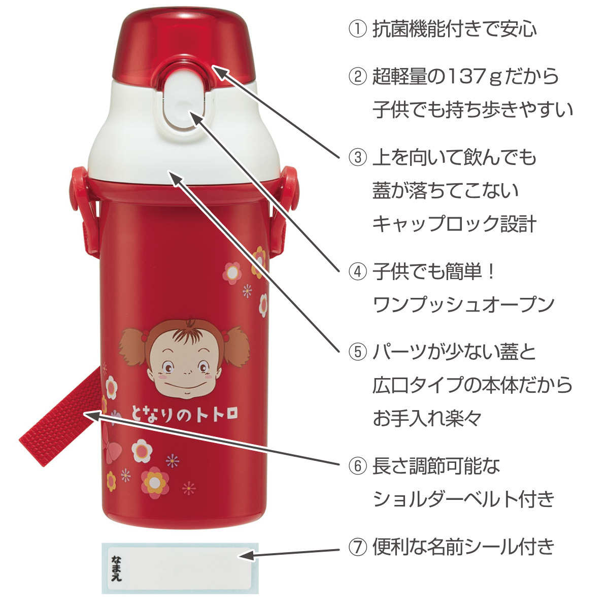 スケーター 水筒 480ml 抗菌直飲プラボトル トトロ メイのお弁当