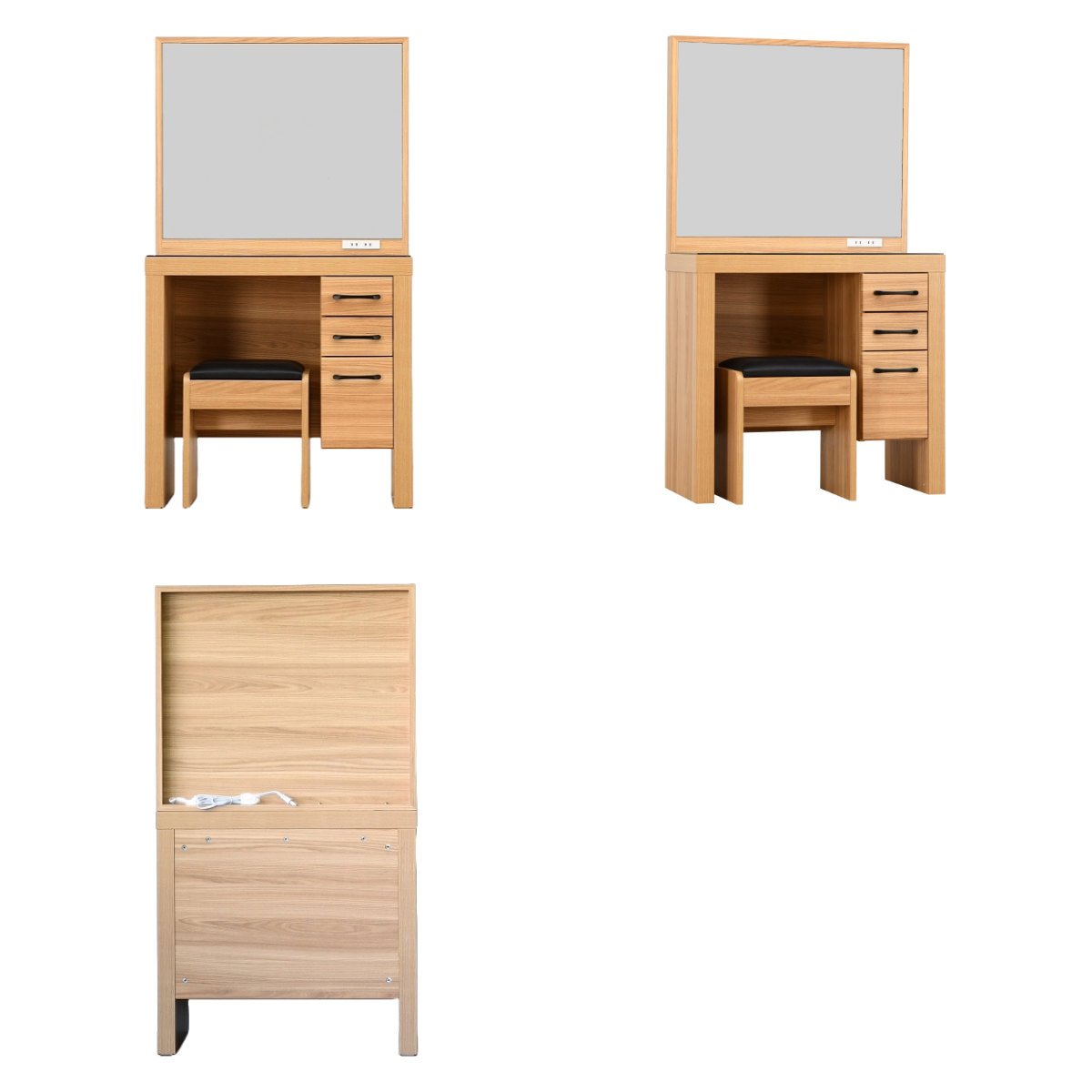 ドレッサー スツール付 オーク柄 ナチュラルデザイン 約幅76cm （ 奥行