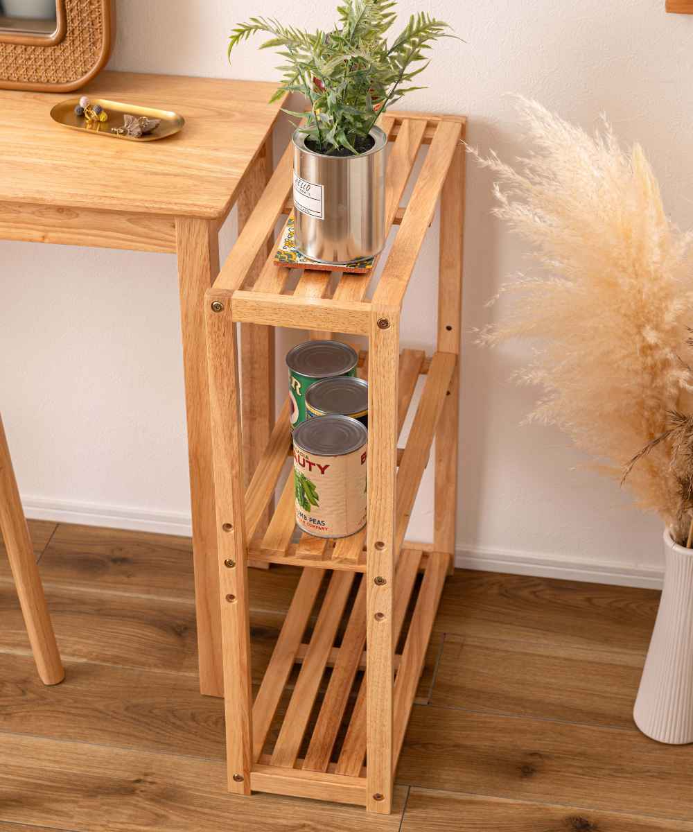 東谷 ワイドシェルフ 3段 天然木 北欧風 幅51cm （ 棚 ラック 収納