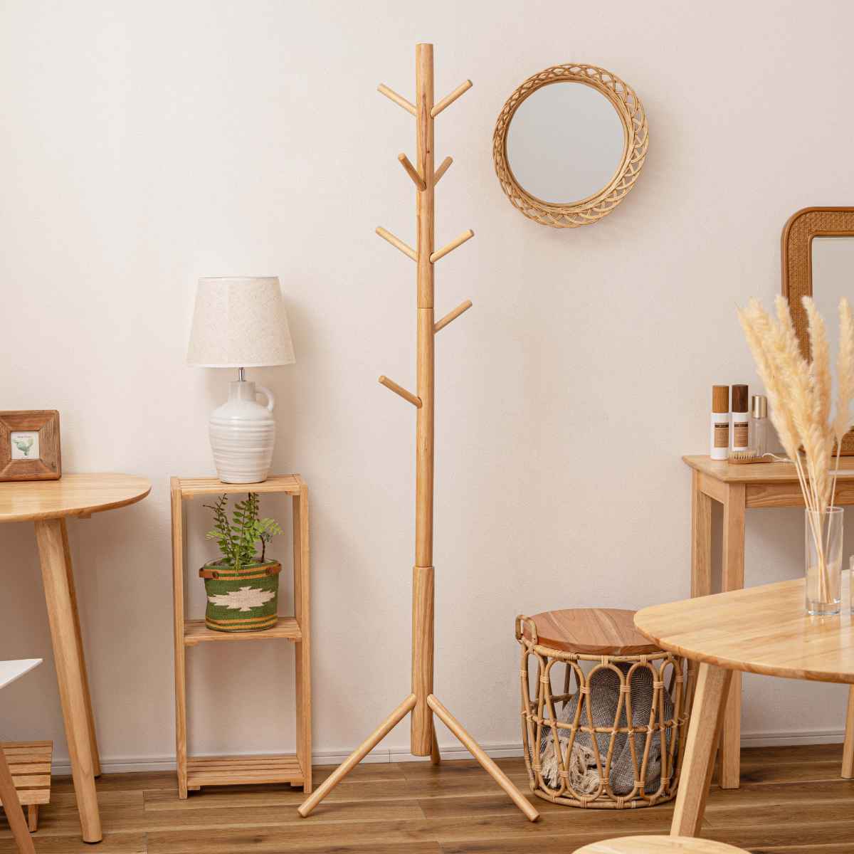 東谷 ポールハンガー 天然木 北欧風 幅50cm （ コートハンガー 木製