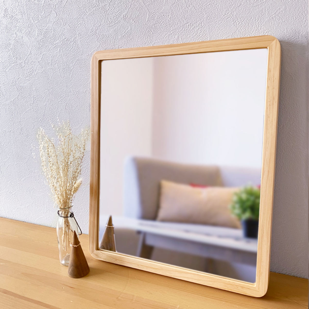 パラデック ウォールミラー 木製フレーム 40cm×48cm アコウスティック