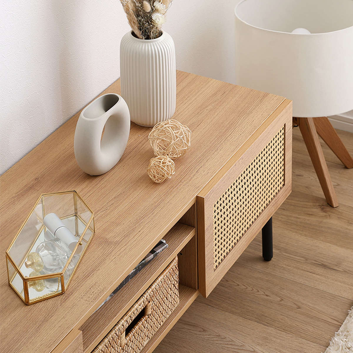 ホームテイスト（HOME taste） ラタン調テレビ台 幅140cm 63インチ対応