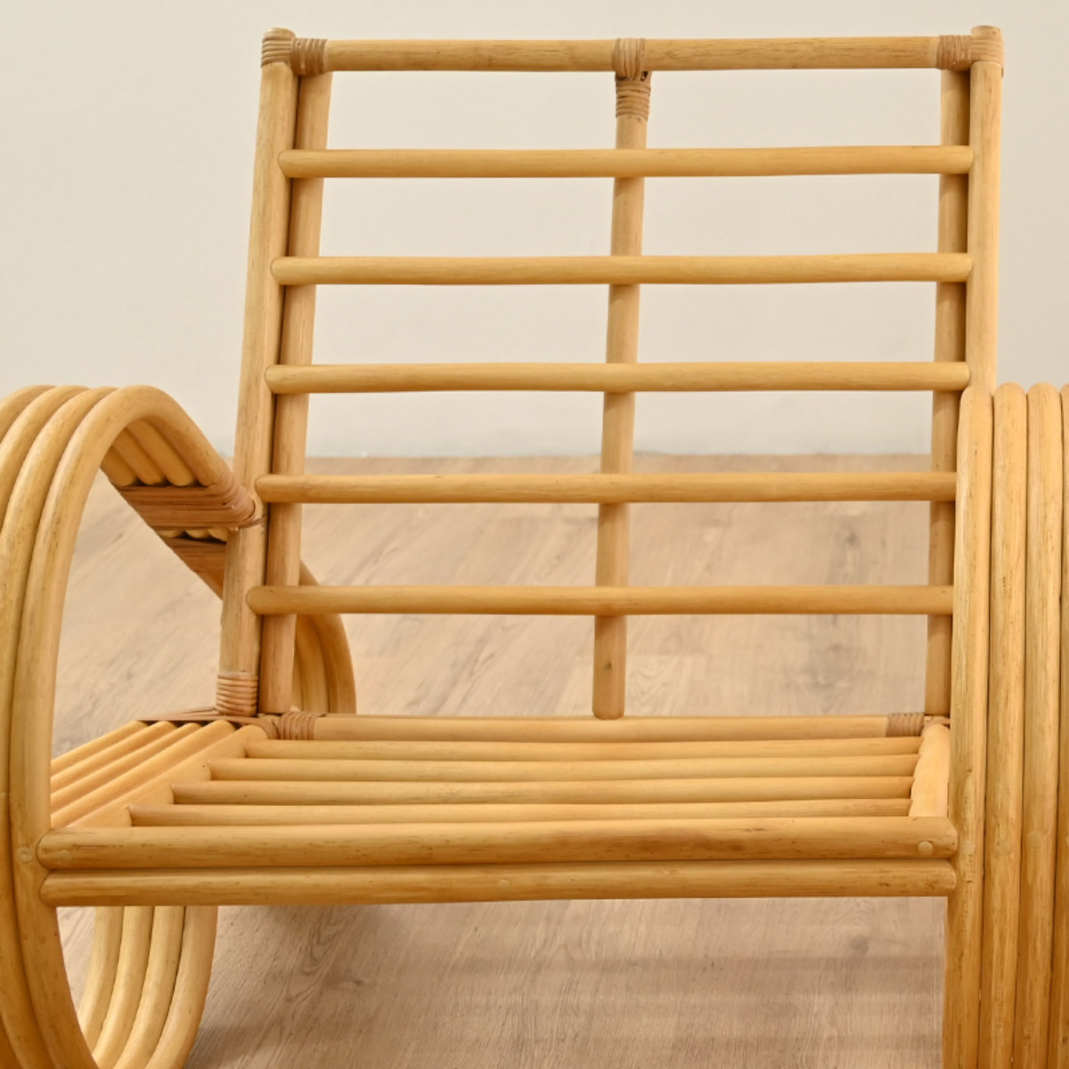 一人掛けチェア ラタン 座面高33cm クッション付 天然木 OHANA