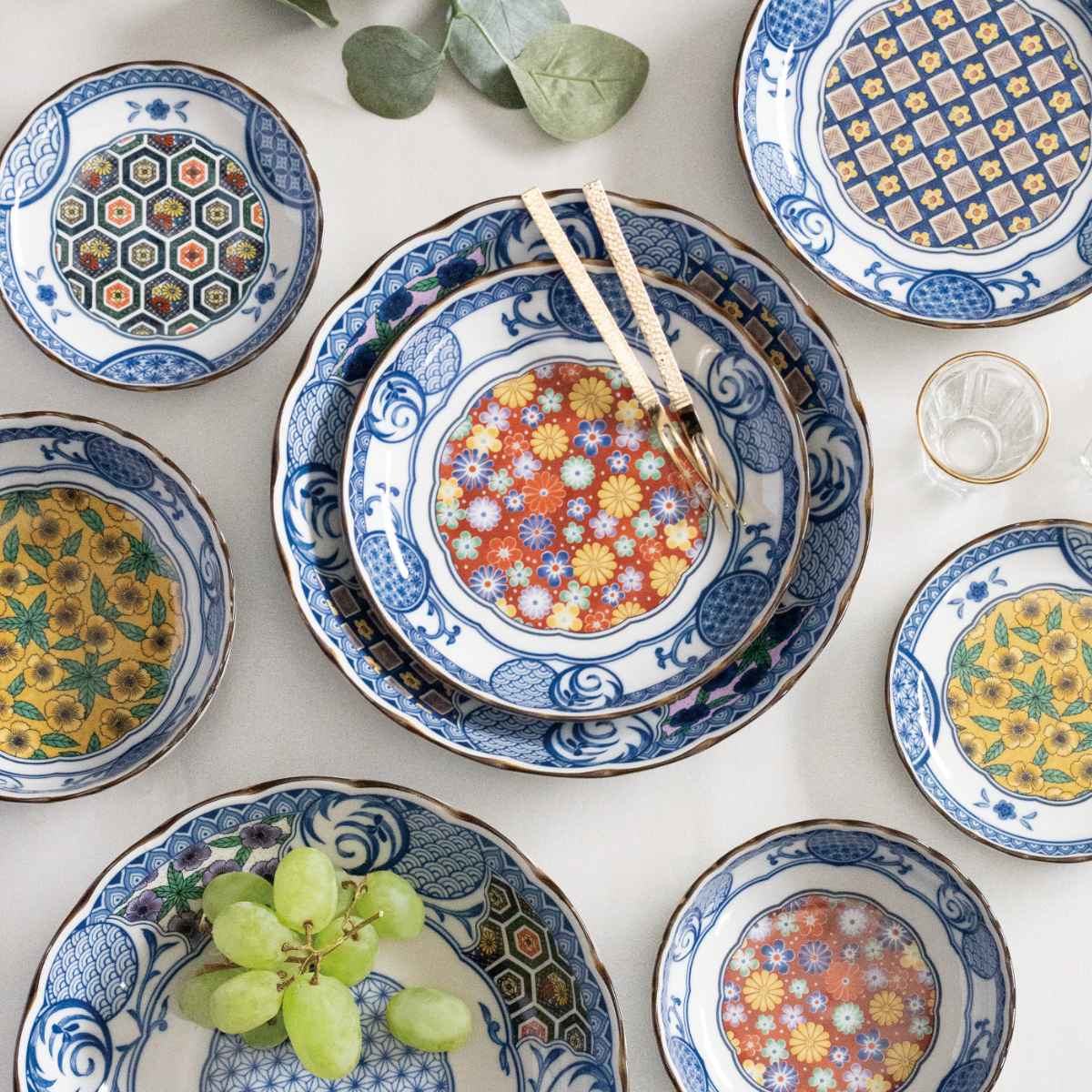 小皿 16.5cm 5寸 プレート 藍染小紋 磁器 （ 食洗機対応 電子レンジ