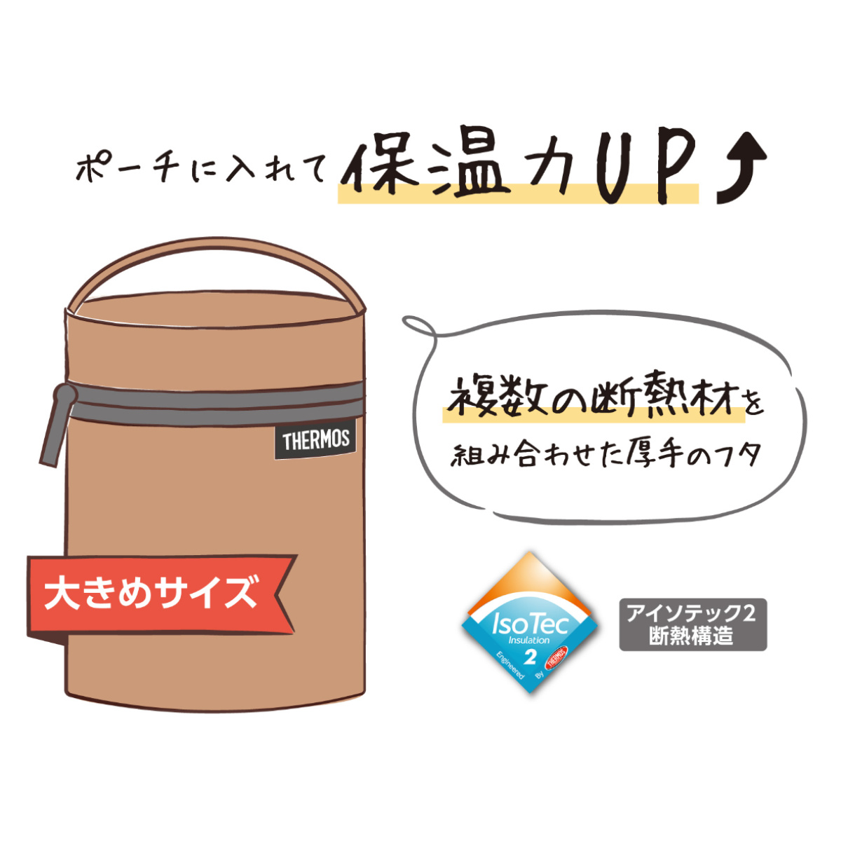THERMOS（サーモス） ポーチ スープジャー 300ml〜500ml用 （ THERMOS