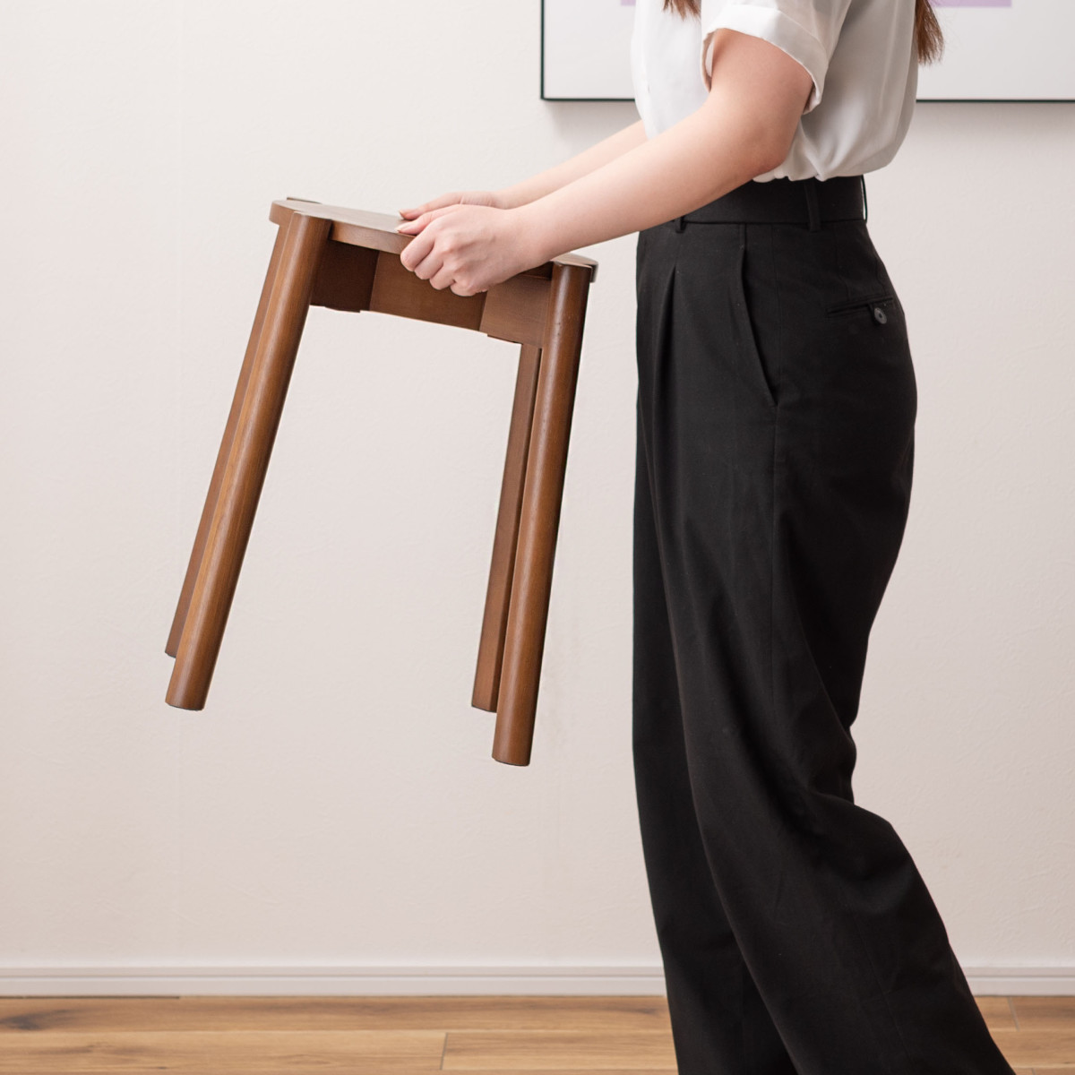 東谷 スツール 円型 高さ44.5cm スタッキング可能 （ 丸 円形 天然木