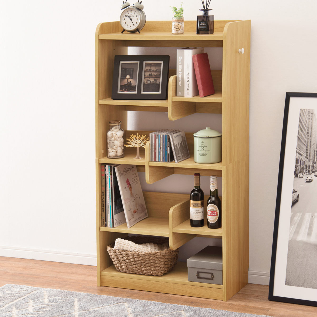 HAGiHARA（萩原） ディスプレイラック 幅60cm ハイタイプ 可動棚 A4