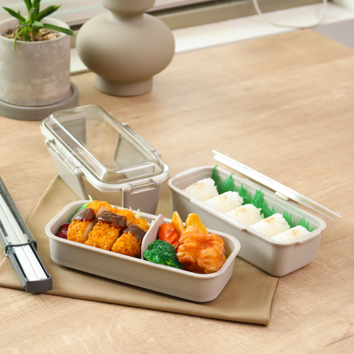 OSK（オーエスケー） 弁当箱 600ml カームカラー ランチボックス二段