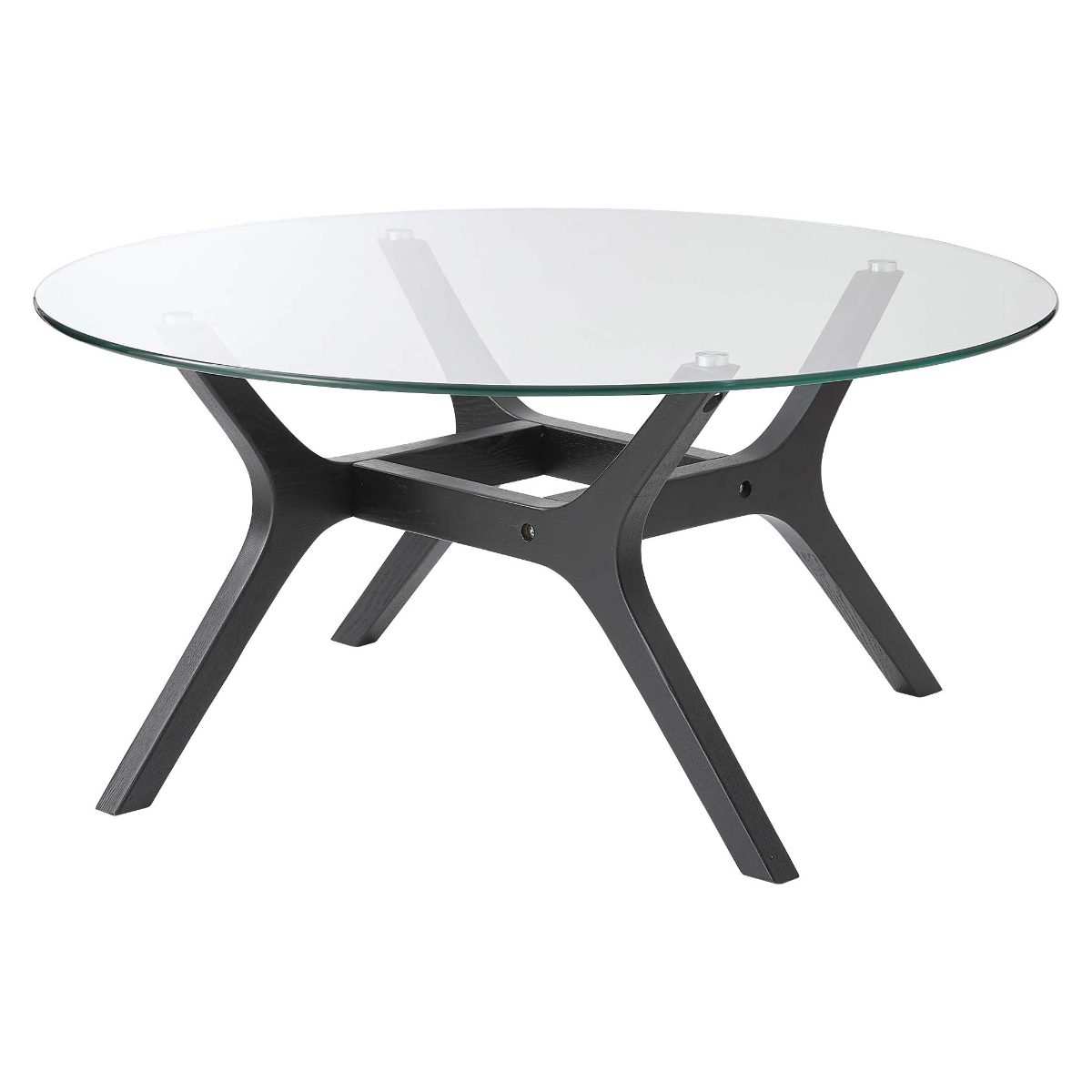 東谷 リビングテーブル 円型 直径80cm ガラステーブル （ ガラス天板