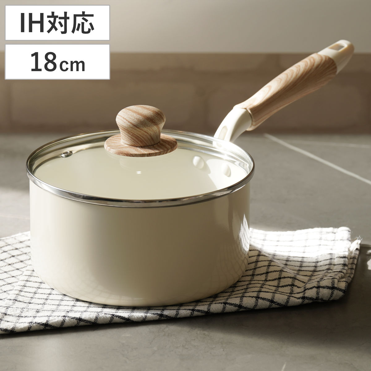 パール金属 片手鍋 16cm IH対応 ガラス蓋付き セラミール （ ガス火