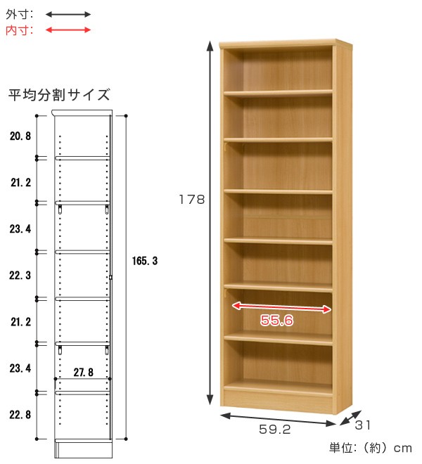 本棚 ブックシェルフ エースラック カラーラック 約幅60cm 高さ178cm