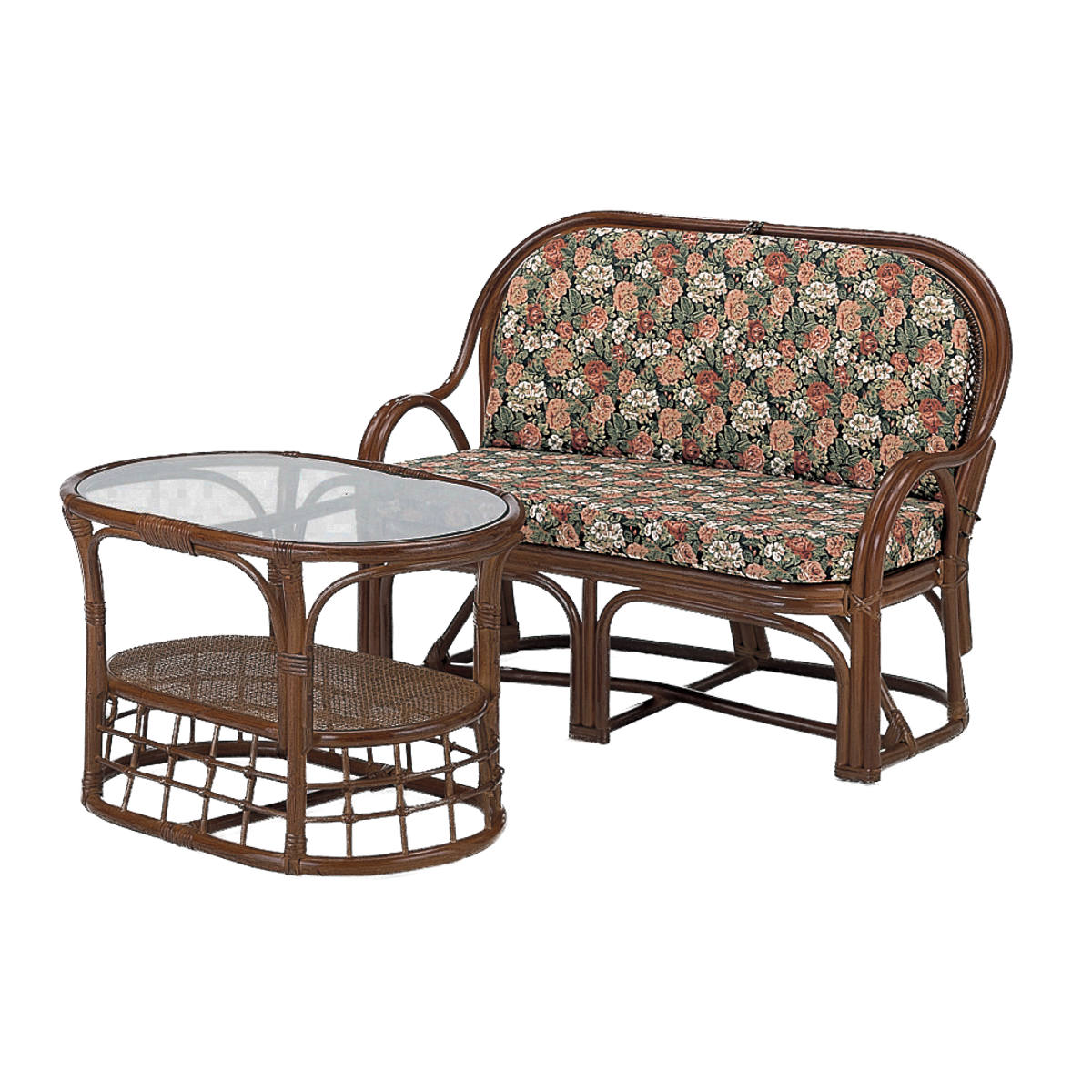 今枝商店 籐 リビング2点セット ラブソファ サイドテーブル （ ラタン