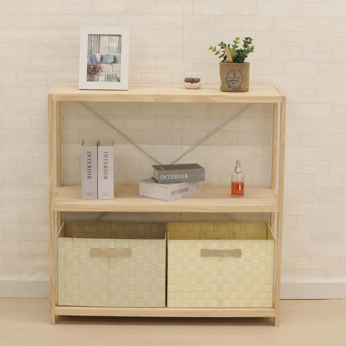 フリーラック 木製 パインラック 3段 幅82cm （ シェルフ ラック 棚