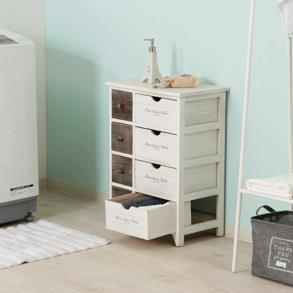 不二貿易（Fuji Boeki） チェスト 幅52cm 2列4段 アンティーク調