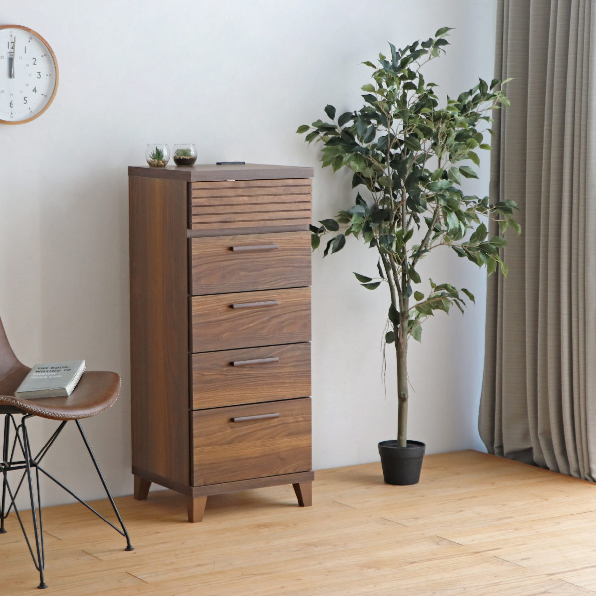 東馬（Tohma） チェスト 5段 コンセント付 テクター 幅44cm （ 収納棚