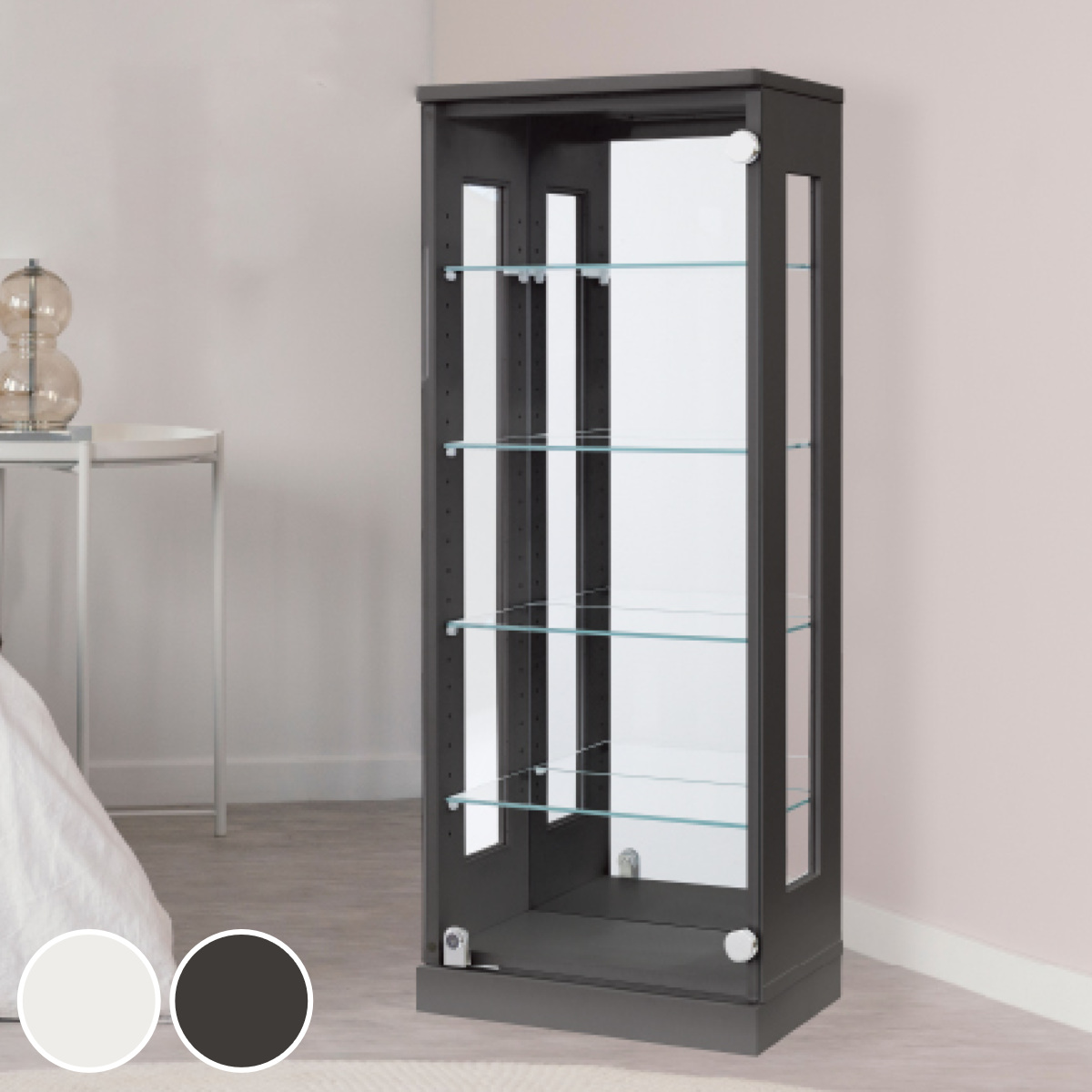 塩川光明堂 コレクションラック 鍵付 ショーケース 背面ミラー 幅40cm