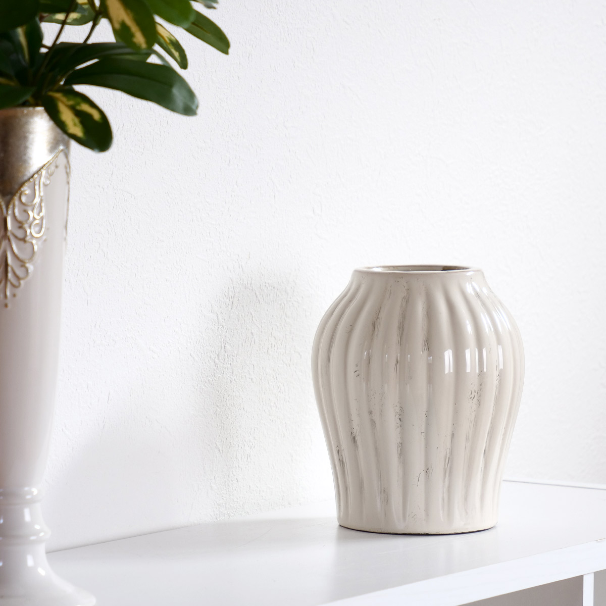 花瓶 セラミックベース 直径16.5×高さ20cm （ フラワーベース 花びん