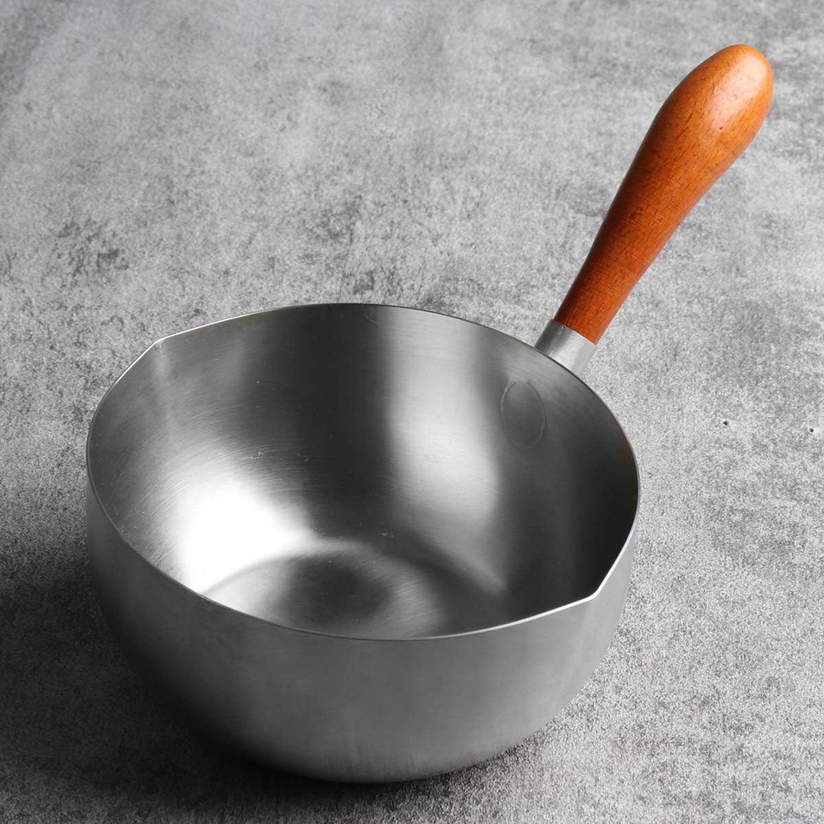 工房アイザワ 両口付ミルクパン 木柄手造り 15cm （ aizawa ステンレス