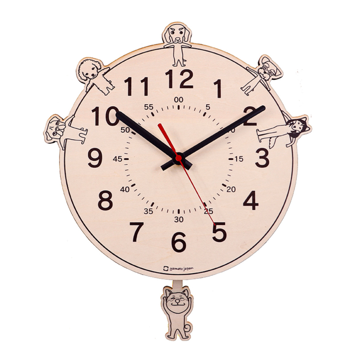 ヤマト工芸 振り子時計 ステップ秒針 DOGS 掛け時計 知育時計 日本製