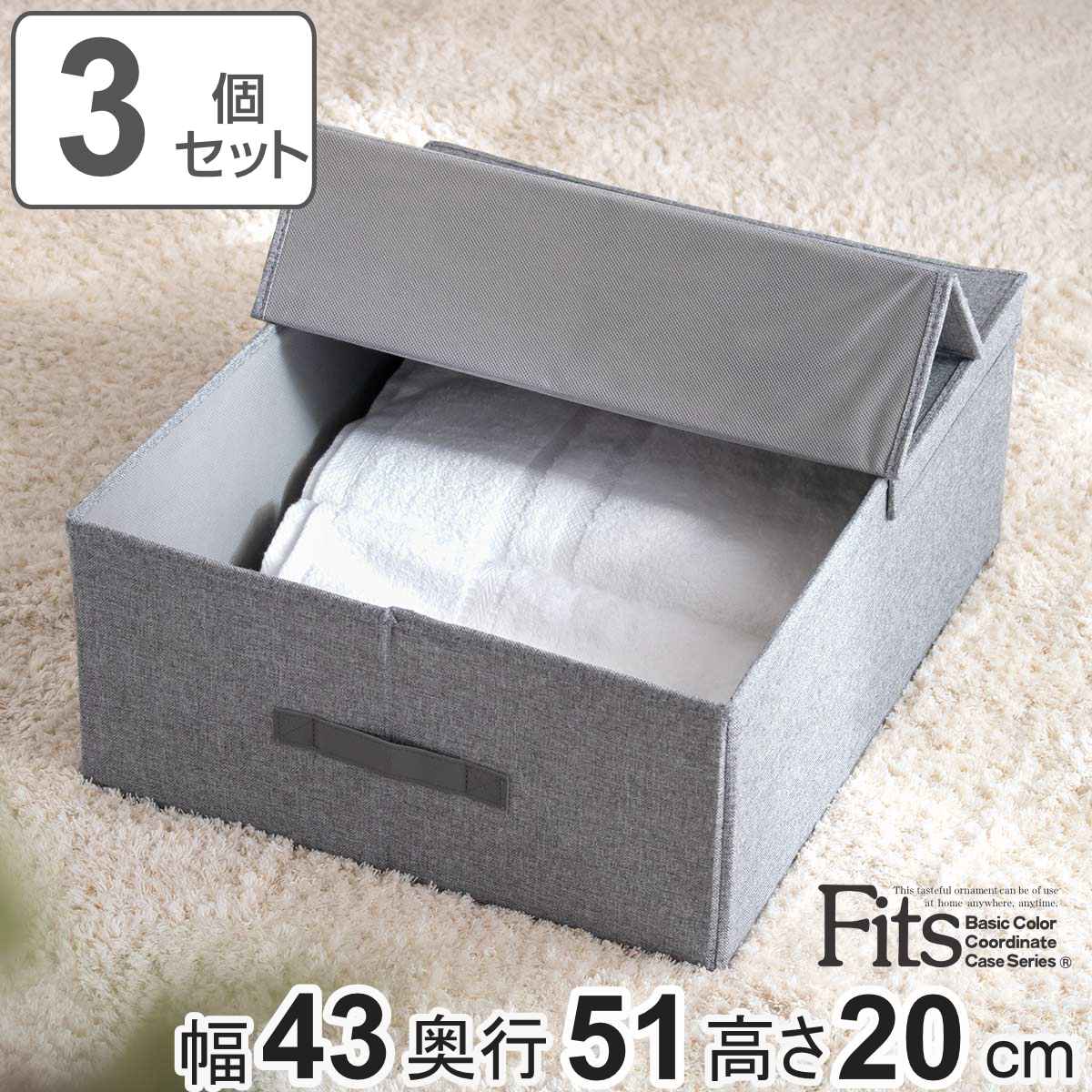 Fits 収納ボックス L 3個セット ハーフオープン フィッツファブリック