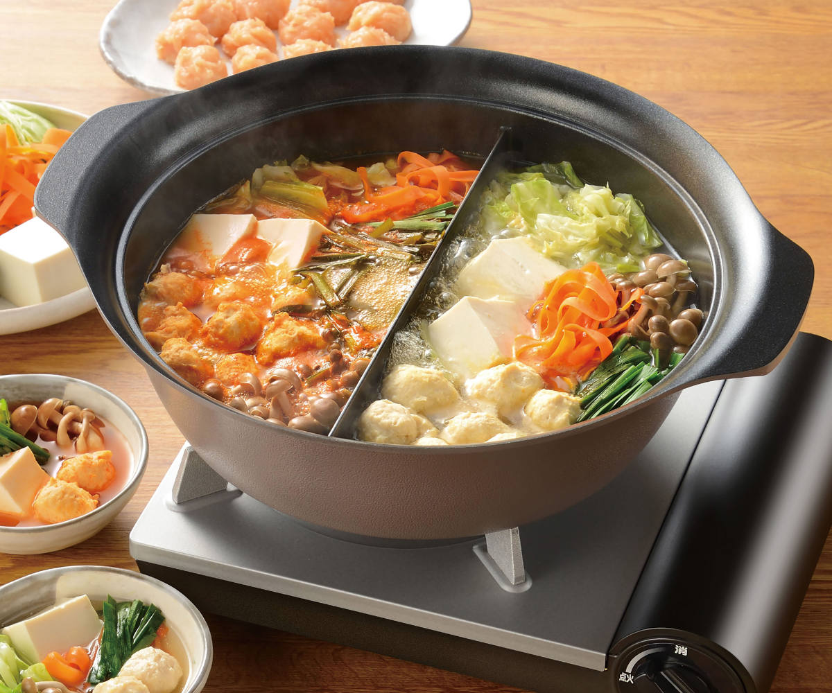 和平フレイズ 卓上鍋 30cm 仕切り付き スキップタイム 二食鍋 （ IH