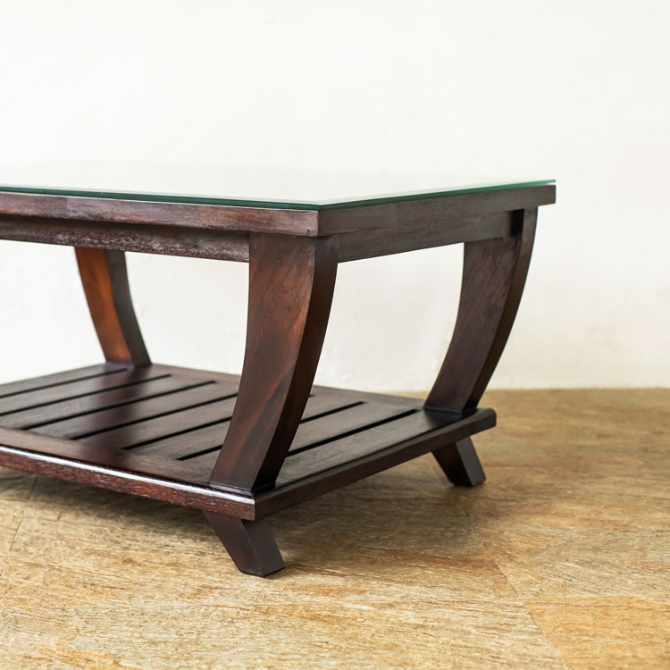 アジアン家具 ガラス天板 ローテーブル センターテーブル リビング
