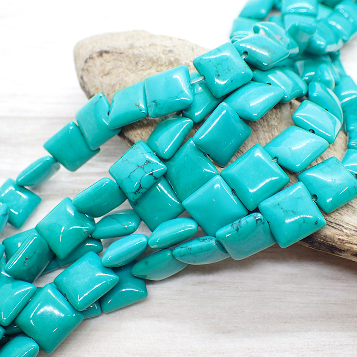 54. ターコイズ ビーズ スクエア 12mm 1個売り #30 トルコ石 染め