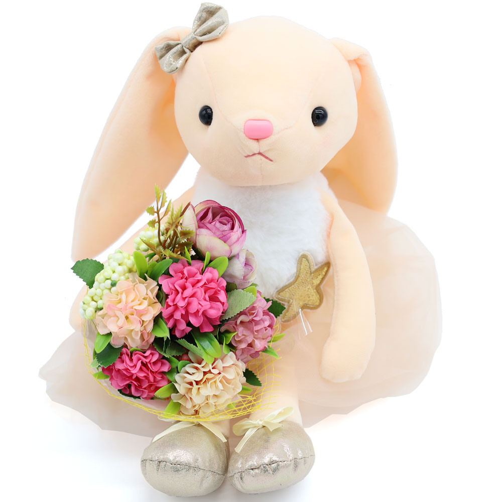 Heart Angel バレエ ぬいぐるみ 花束セット 動物うさぎ ピンク ブルー