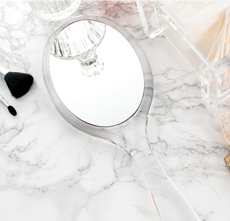 鏡 手鏡 ハンドミラー 化粧鏡 アクリル 拡大鏡 3倍 等倍 両面 2面