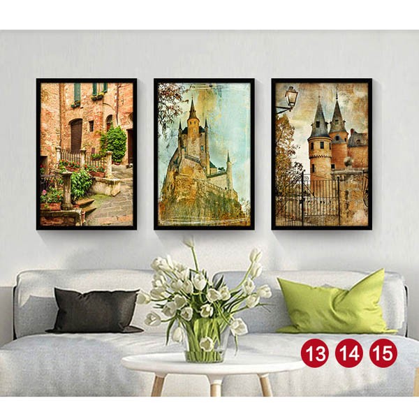 単品 33×43cm アートパネル 枠付きフレーム絵画 レトロ ヨーロピアン