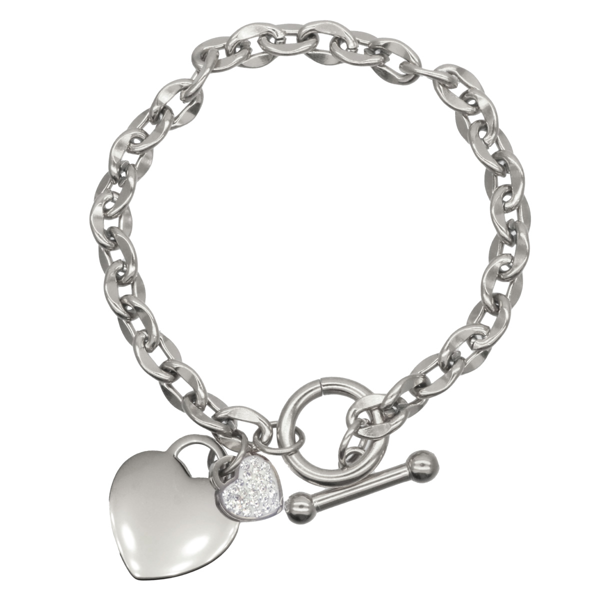 ブレスレット レディース サージカルステンレス製 ハート ライン