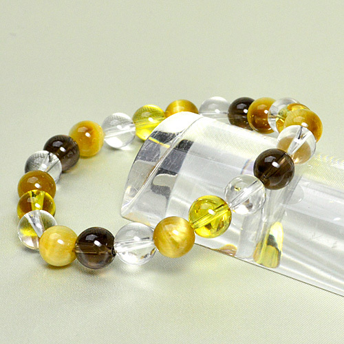 パワーストーン ブレスレット 水晶 ゴールデンタイガーアイ シトリン