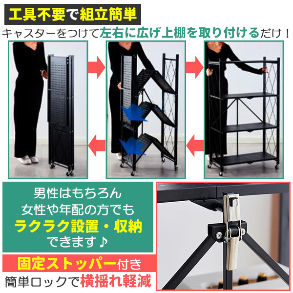 スチールラック 4段 スチール メタルラック スチールシェルフ ワイヤー