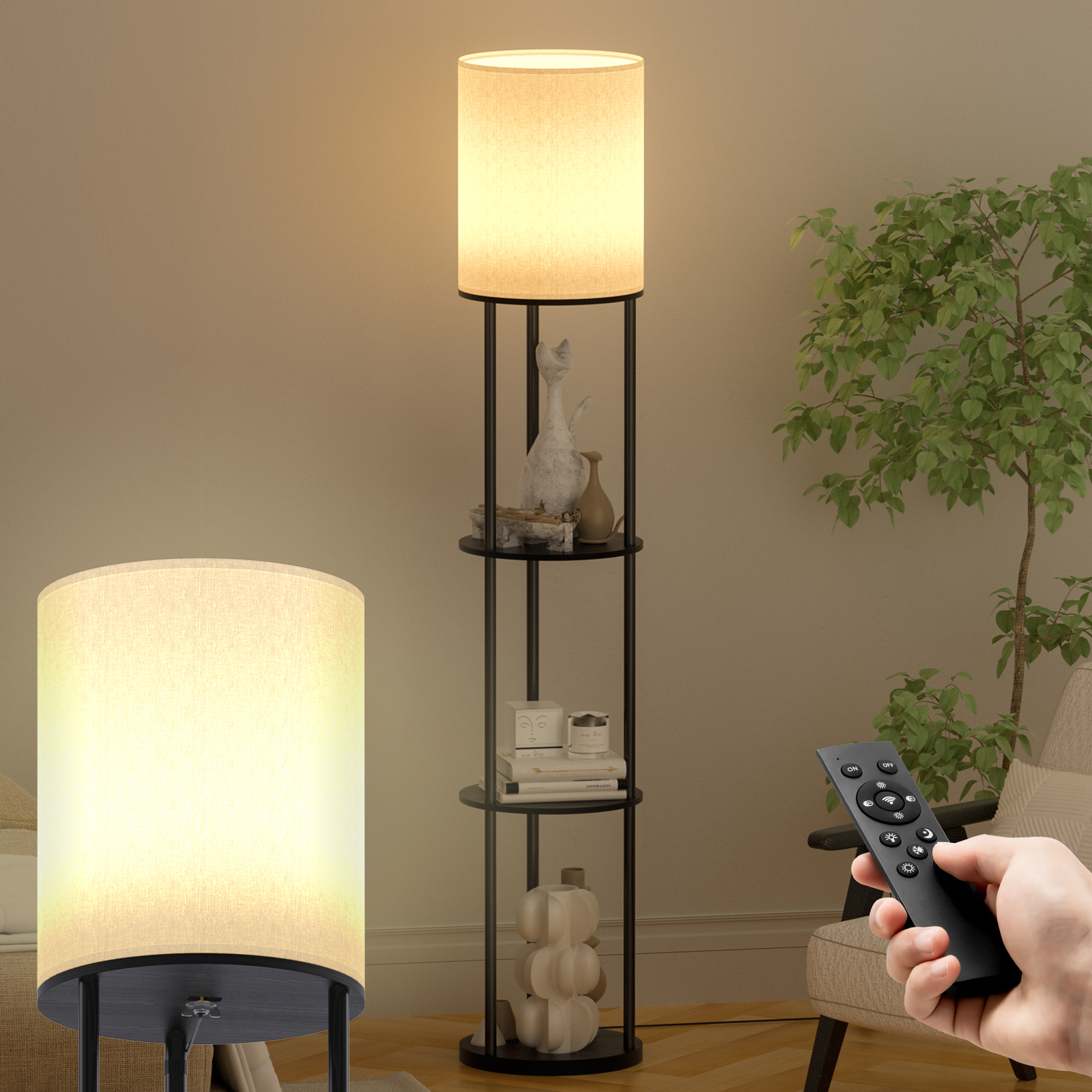 PROBASTO フロアライト 棚付き LED 明るい おしゃれ 北欧 リモコン付