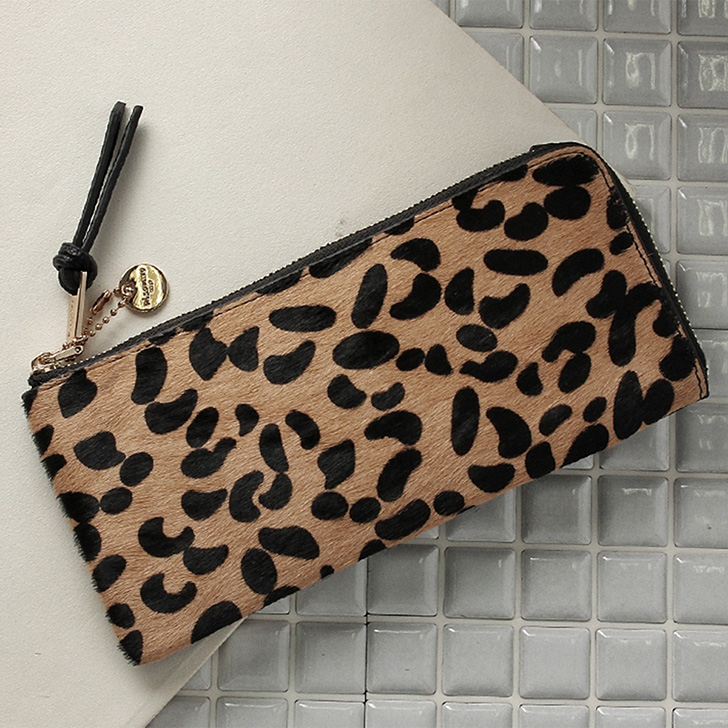 REAL STYLE 長財布 レディース 本革 牛革 L字ファスナー 大容量 ハラコ