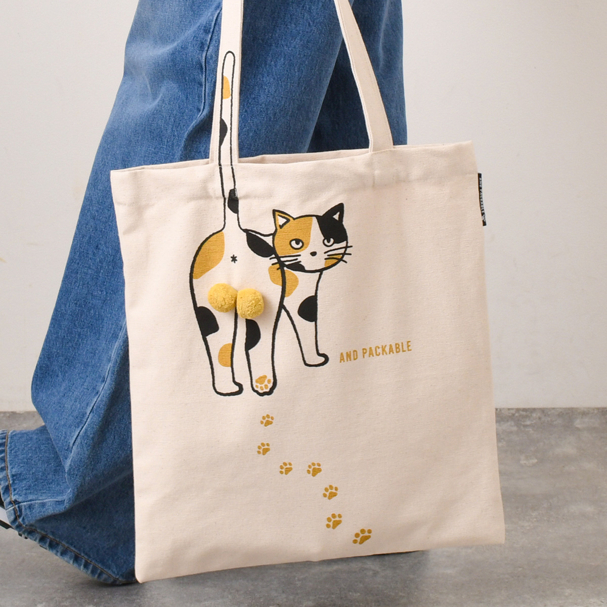 AND PACKABLE（アンドパッカブル） トートバッグ レディース 猫 にゃん