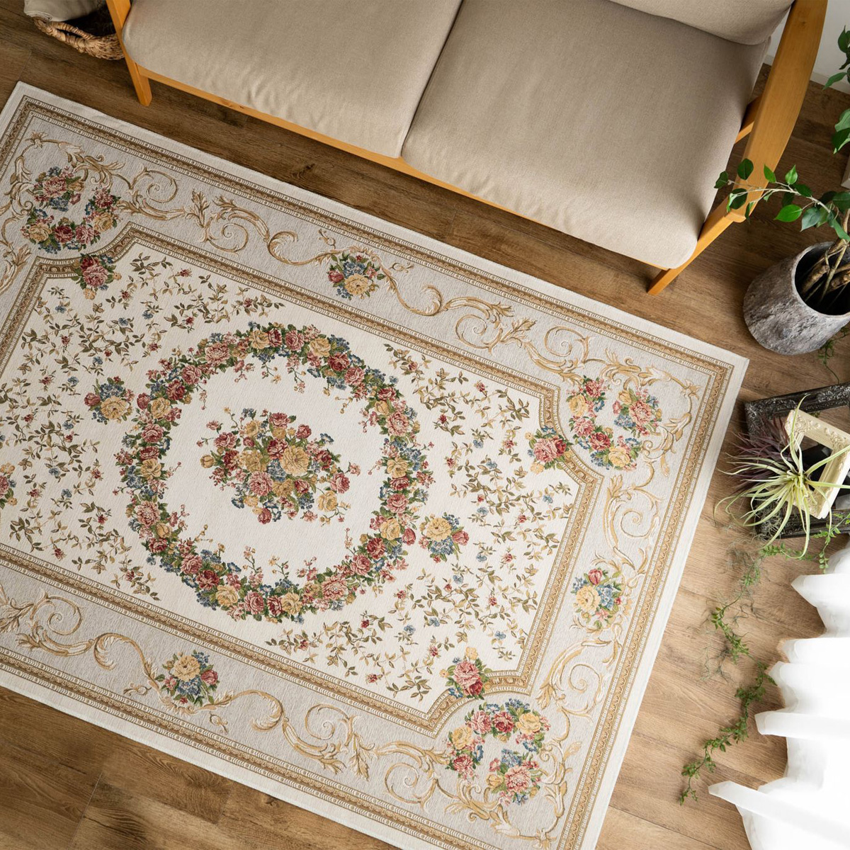 サヤンサヤン ゴブラン織 ラグ 2畳 用 カーペット ベルギー 絨毯