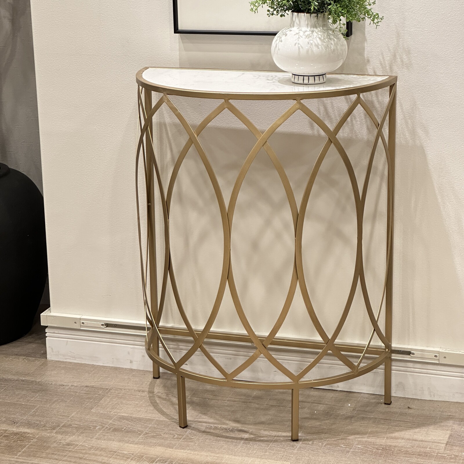 天板大理石 半円コンソールアイアン コンソール テーブル サイド