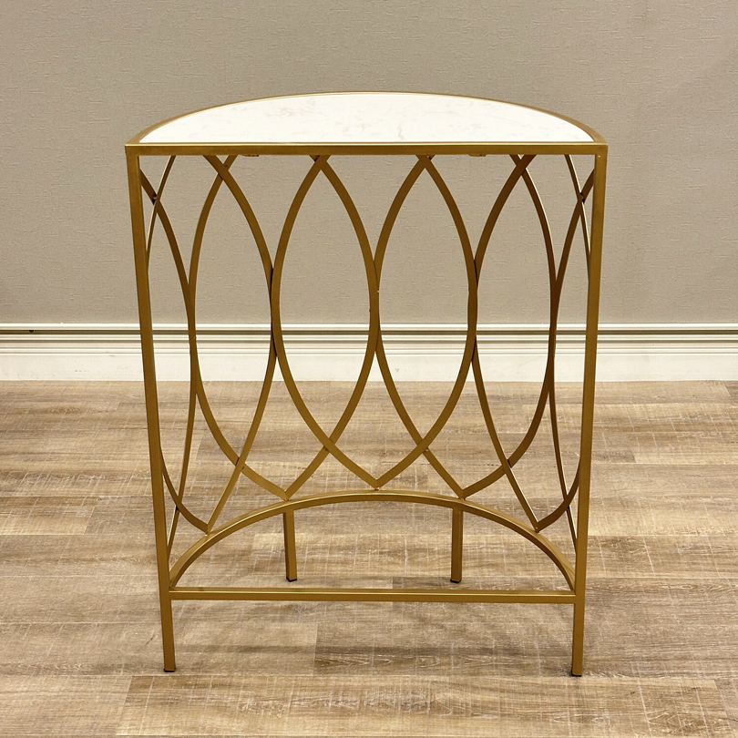 天板大理石 半円コンソールアイアン コンソール テーブル サイド